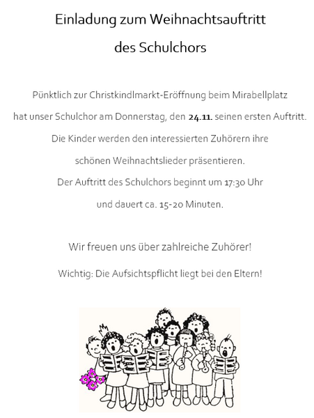 chorauftritt weihanchten